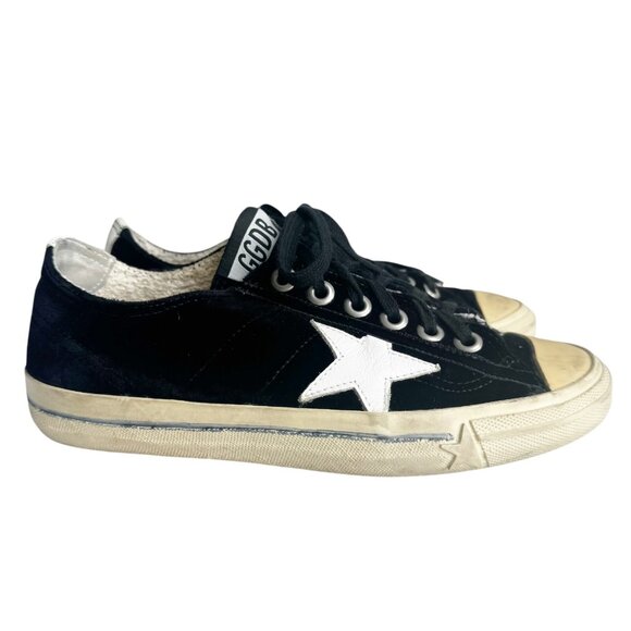 GOLDEN GOOSE V Star 2 Velvet Black White Low Top Womens Sneakers size 37 7 - Picture 10 of 16